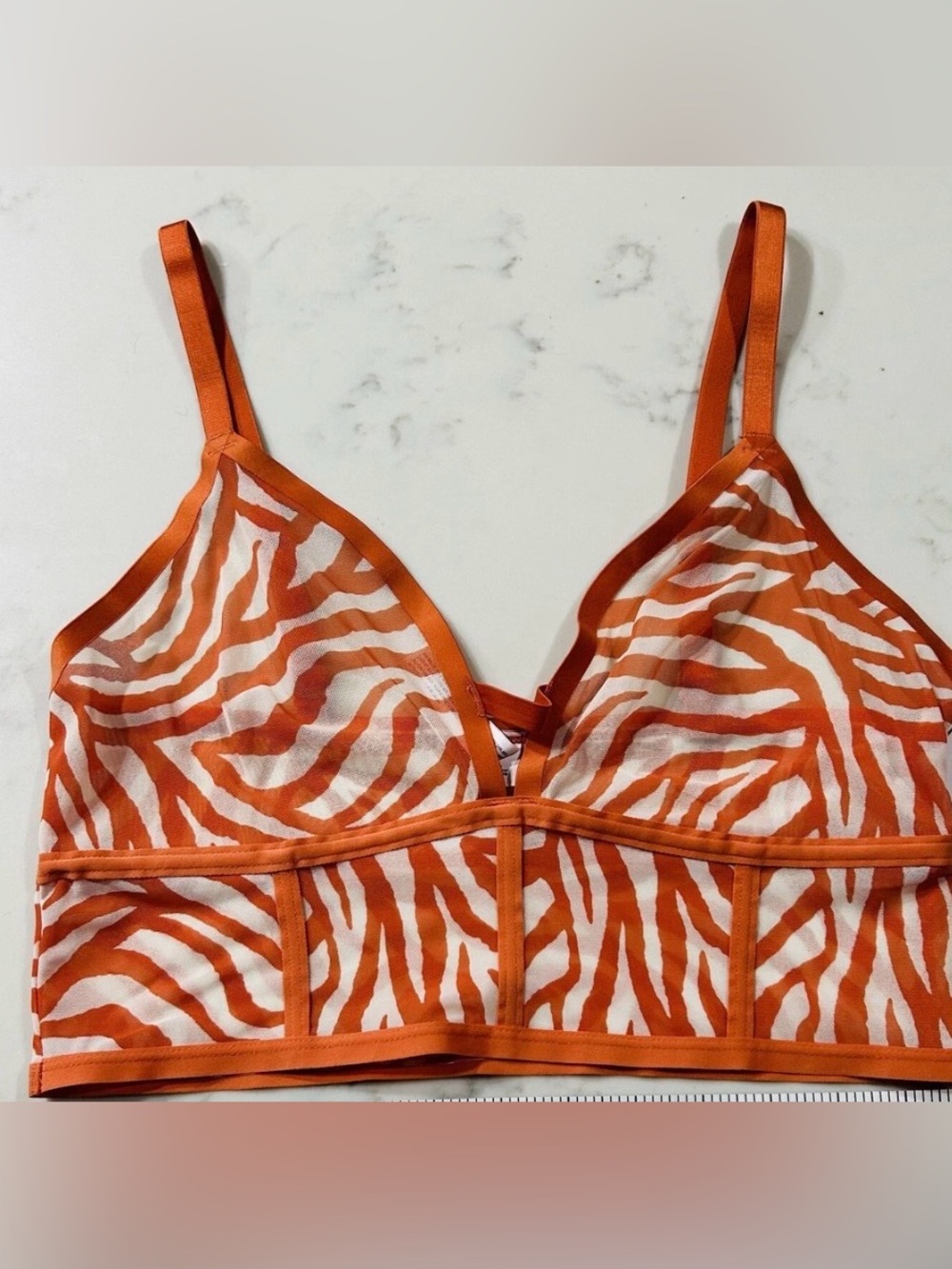 Auden Orange Zebra Mesh Bralette